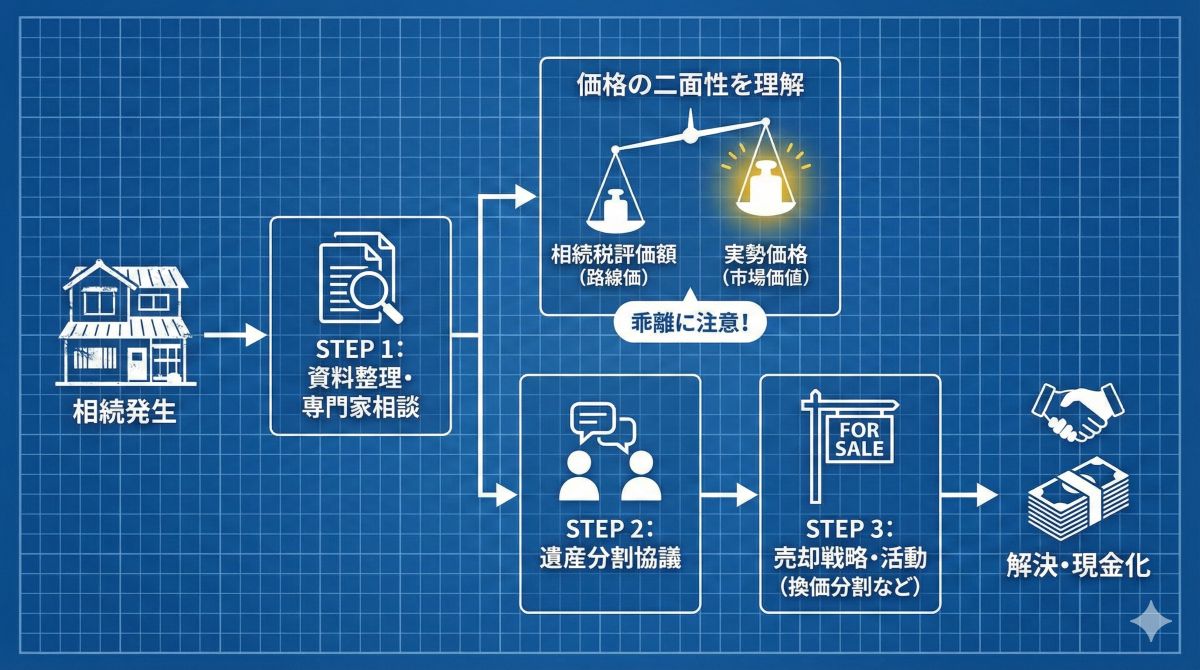 相続不動産の整理と手続きのイメージ