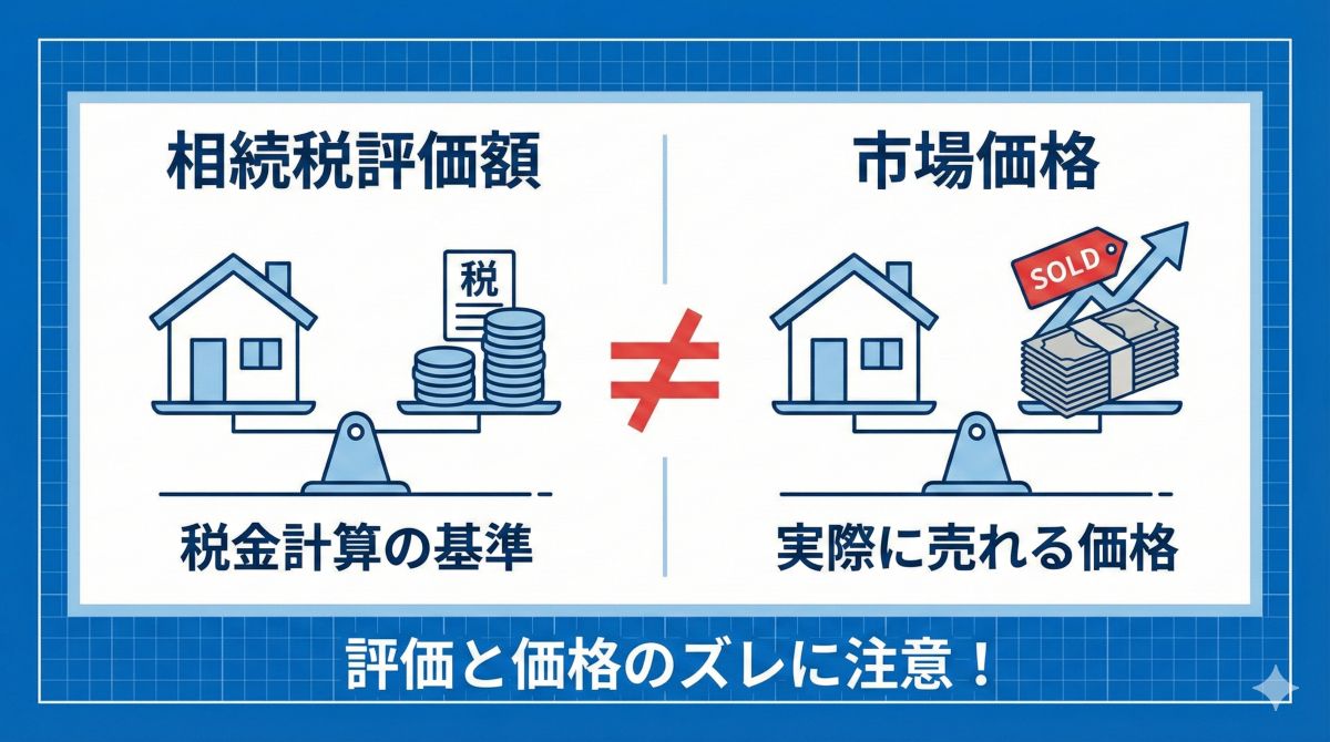 相続不動産の査定と家族の話し合いをイメージした画像