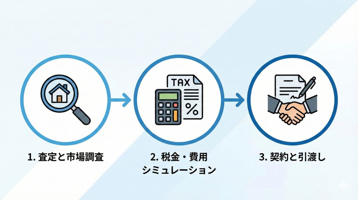 相続不動産の売却と解体判断のイメージ
