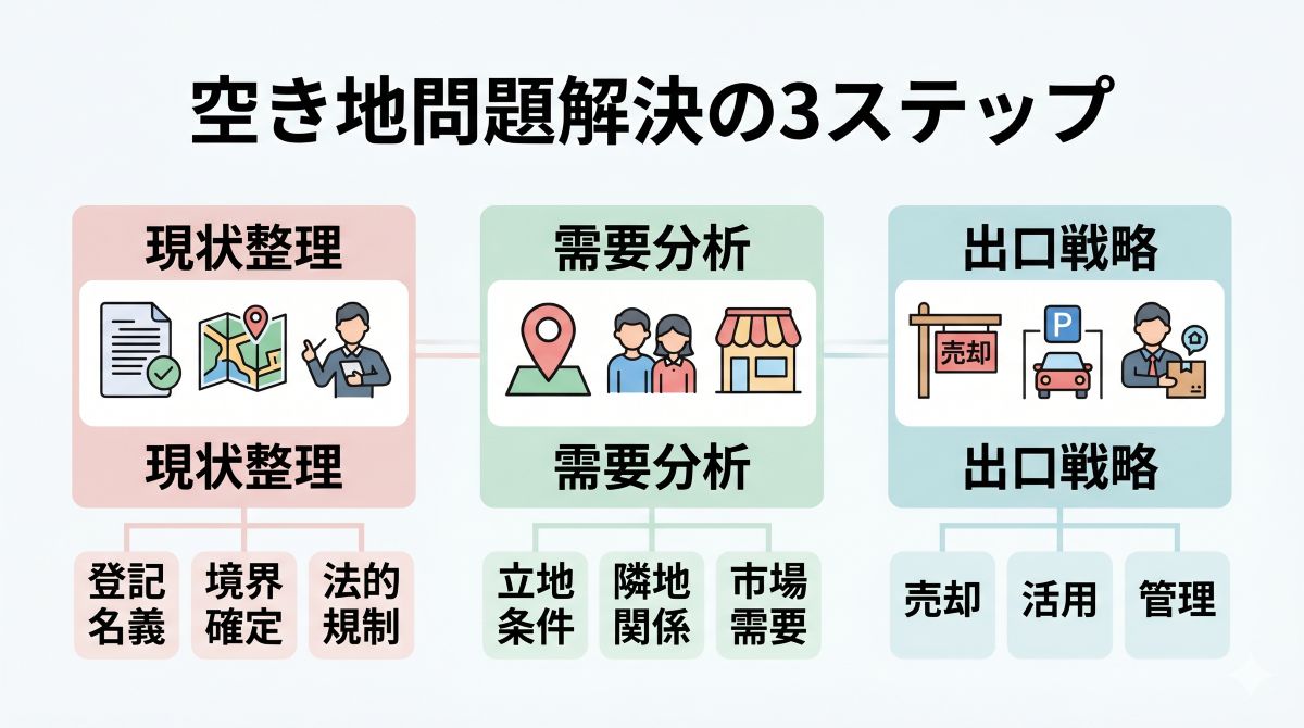 空き地の売却や有効活用を検討するイメージ